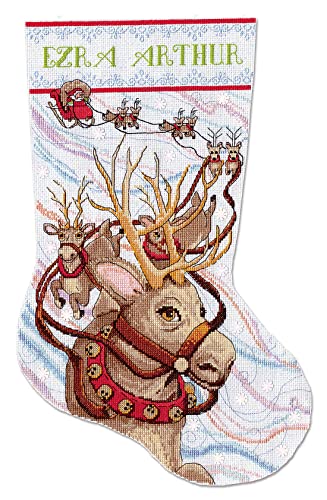 Design Works Crafts Kreuzstich Stickpackung Weihnachtsstrumpf Rentier-Fahrt, Zählmuster Design Works Crafts Kreuzstich Stickpackung Weihnachtsstrumpf Rentier-Fahrt, Zählmuster von Designworks Ink