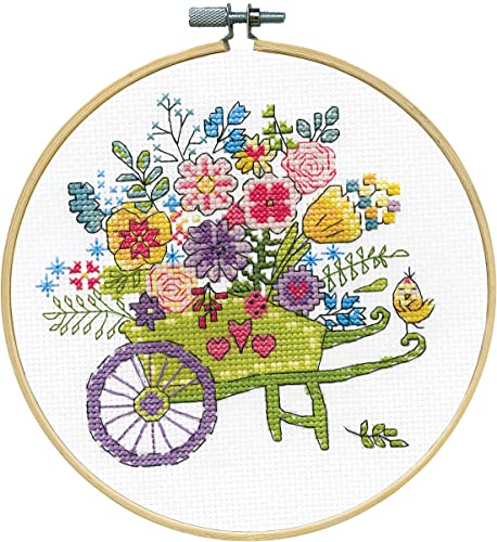 Design Works Crafts Kreuzstich Stickpackung mit Stickrahmen Blumenwagen, Zählmuster Design Works Crafts Kreuzstich Stickpackung mit Stickrahmen Blumenwagen, Zählmuster von Designworks Ink