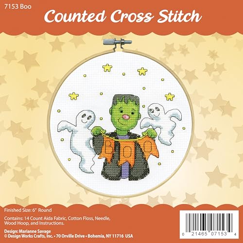 Design Works Crafts Kreuzstich Stickpackung mit Stickrahmen Buh, Zählmuster von Designworks Ink