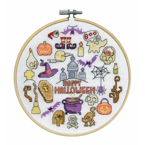 Design Works Crafts Kreuzstich Stickpackung mit Stickrahmen Frohes Halloween I, Zählmuster von Designworks Ink