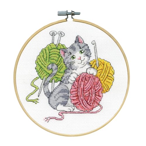 Design Works Crafts Kreuzstich Stickpackung mit Stickrahmen Katze mit Garn, Zählmuster von Design Works Crafts