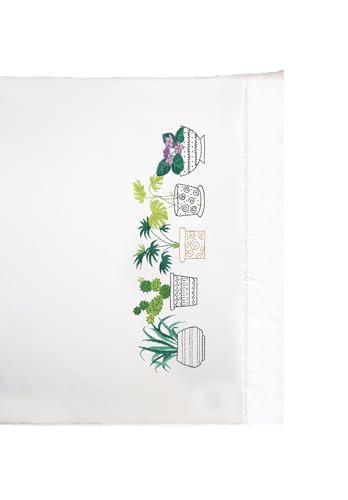 DesignWorks Ink T232198 Zimmerpflanzen Geprägt für bestickte Kissenbezüge, Polyester Perkal, Standard, 2 Count von Designworks Ink