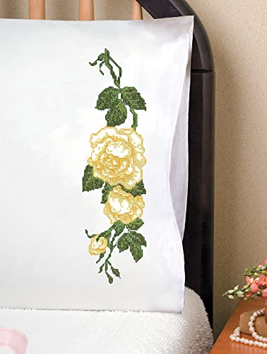 Design Works Crafts T232232 Gelbe Rose Geprägt für bestickte Kissenbezüge von Designworks Ink