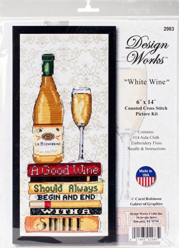Design Works Kreuzstich-Kit Weißwein, Zählmuster, 15x36cm, Erwachsener, Unisex, Multifarbig, Faltbar: Nein von Designworks Ink