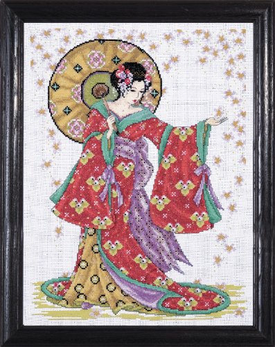 Design Works Crafts Kreuzstich Stickpackung Geisha in Rot, Zählmuster von Designworks Ink