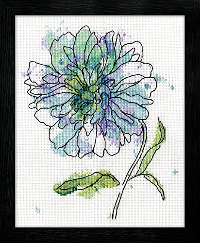 Kreuzstich Stickpackung Blaue Blumen, Zählmuster von Designworks Ink