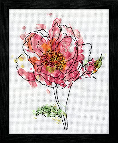 Kreuzstich Stickpackung Rosa Blumen, Zählmuster von Tobin