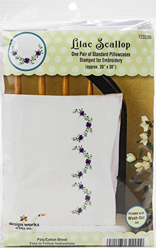 Tobin Stamped For Embroidery Pillowcase Pair 20"X30"-Lilac Scallop von Designworks Ink