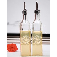 Ölspender Aus Geätztem Glas Mit Monogramm Chic Blatt Design von Design4lifeStore