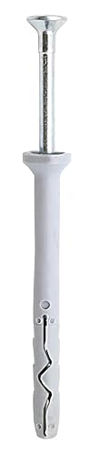 Design61 100x Nageldübel Dübel 5 x 50 mm mit gehärtetem Senkkopf Nagel PZ2 Kreuzschlitz Nylon Schlagdübel für Beton Stein Vollziegel Schnellmontage für Innen & Außen von Design61