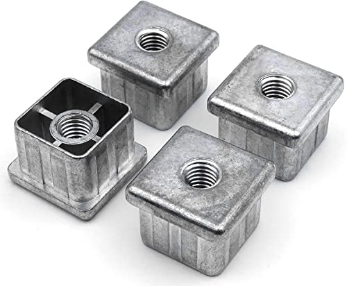 Design61 4X Gewindestopfen Justierstopfen für Quadratrohre aus Zink-Druckguss 40x40 mm x 2 mm mit M10 Innengewinde von Design61