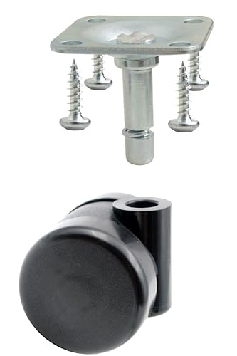 Design61 4er Set Universal Möbelrolle Ø 35mm Lenkrolle Laufrolle Rollen mit Anschraubplatte + Schraube von Design61