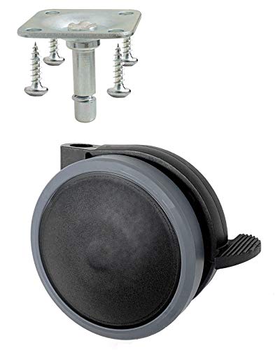 Design61 4er Set Universal Möbelrollen mit Bremse Lenkrollen Doppelrolle Ø 63mm mit Feststeller mit Anschraubplatte + Schrauben von Design61