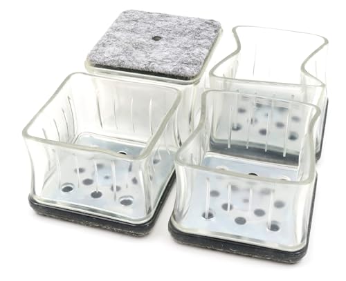 Design61 4er Silikon Filzgleiter Stuhlbeinkappen Eckig Gleitkappen Filzkappen Bodenschutz für Stühle von 15-18mm von Design61
