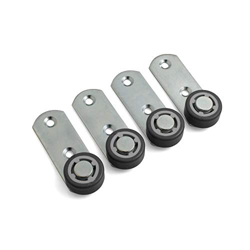 Design61 4X Hebel 78x28x3 mm mit Rolle Ø 30 x 14mm mit weicher Lauffläche verzinkt Silber/grau von Design61