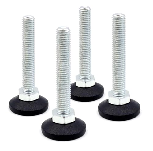 Design61 4x Justierschraube Verstellschraube Möbelfuß Verstellbar Ø38 mm Teller M12 x 120 mm verzinkte Schraube bis 600 kg von Design61