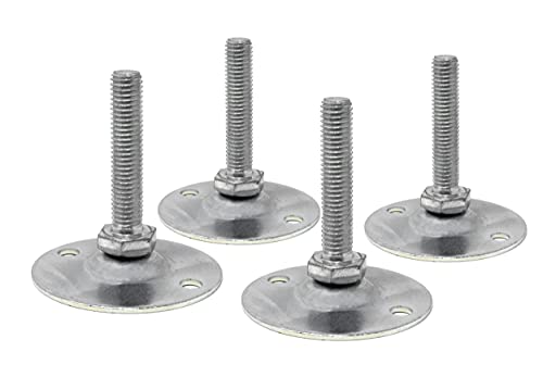 Design61 4X Justierschraube mit Beweglicher Stellschraube M8 x 50 mm Stahl Verzinkt Verstellschraube Teller Ø 60 mm von Design61