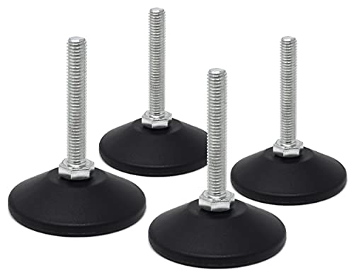 Design61 4x Justierschraube mit Fester Stellschraube M10 x 50 mm Verzinkt Verstellschraube Teller Ø 55mm von Design61
