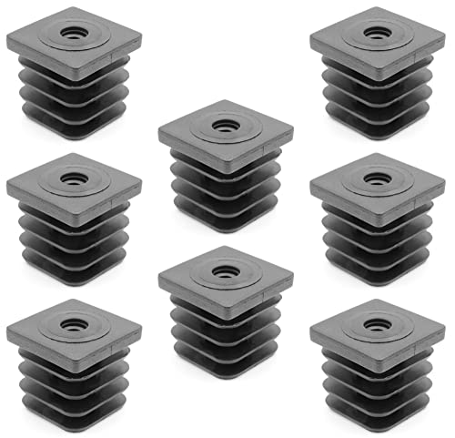 Design61 8X Gewindestopfen Justierstopfen Fußkappen Einsteckbuchse für Quadratrohre 35x35 mm mit M8 Innengewinde Traglast für Wandstärke 1,5-2 mm von Design61