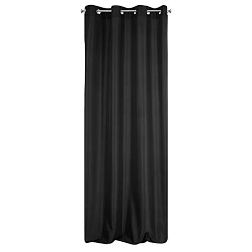 Eurofirany Adore Vorhang Glatt Matt 8 Ösen Weich Gardine 1 STK. Modern Schlicht Schlafzimmer Kinderzimmer Wohnzimmer, Stoff, Schwarz, 140 x 250cm von Eurofirany