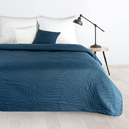 Decke BONI3 Allzweckdecke Klassische Tagesdecke Gesteppter Bettüberwurf Sofaüberwurf Steppdecke (BONI/6 Dunkelblau, 170 x 210 cm) von Design91