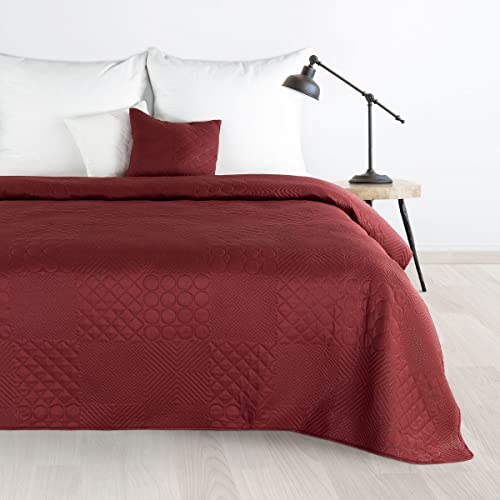 Design91 BONI3 Überwurfdecke, Mehrzweckdecke, klassisch, gesteppt, Sofaüberwurf (BONI/5, Rot, 220 x 240 cm) von Design91