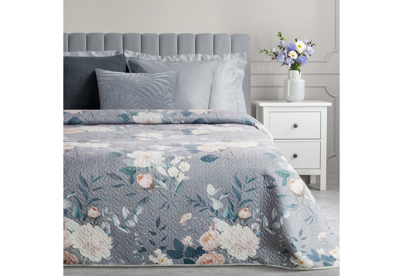 Design91 Bettüberwurf Patchworkdecke Blumenmuster, Blumen Muster Gesteppt Allzweckdecke Überwurf Bunte Decke Design91 Bettüberwurf Patchworkdecke Blumenmuster, Blumen Muster Gesteppt Allzweckdecke Überwurf Bunte Decke von Design91