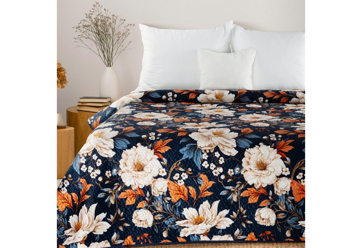 Design91 Bettüberwurf Patchworkdecke Blumenmuster, Blumen Muster Gesteppt Allzweckdecke Überwurf Bunte Decke Design91 Bettüberwurf Patchworkdecke Blumenmuster, Blumen Muster Gesteppt Allzweckdecke Überwurf Bunte Decke von Design91