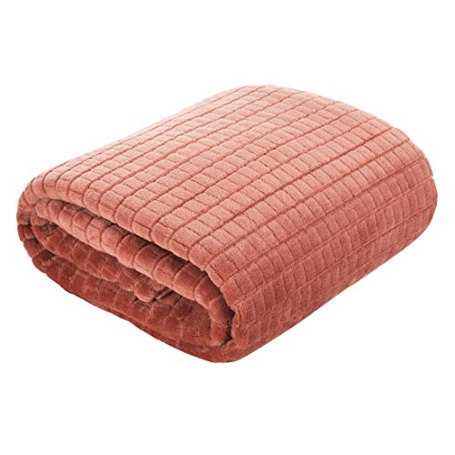 Design91 Kuscheldecke Cindy 2, weiche, Flauschige Wohndecke, Microfaser, 70x160-150x200-170x210-220x200 cm, Ziegelrot, 200 x 220 cm von Design91