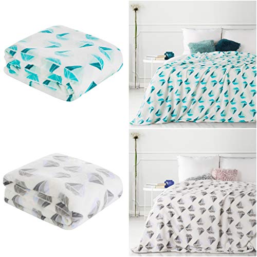 Eurofirany Decke Kuscheldecke weiche Wohndecke MIKROFASER 150X200 cm mit Motiv Muster Diamant, Polyester, Minze, 150 x 200 cm von Eurofirany
