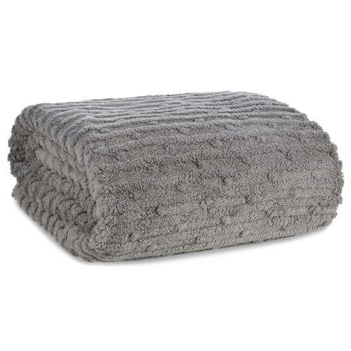 Design91 Decke Lisa Warme Wohndecke Sesseldecke Tagesdecke Weiche Sofadecke Überwurf Kuschelige Couchdecke (Dunkelgrau, 170x210 cm) von Design91