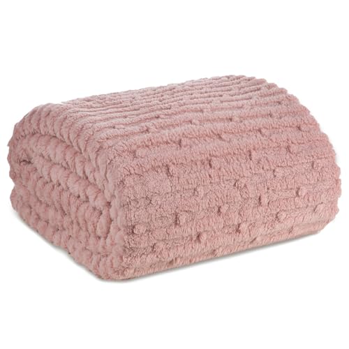 Design91 Decke Lisa Warme Wohndecke Sesseldecke Tagesdecke Weiche Sofadecke Überwurf Kuschelige Couchdecke (Rosa, 70x160 cm) von Design91