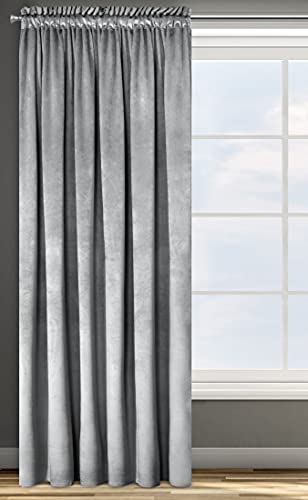 Eurofirany ROSA Vorhang Samt Velvet Kräuselband -1 STK. Weich Edel Gardine 200g/m² Elegant Glatt Einfarbig Flauschig Modern Klassisch Wohnzimmer Schlafzimmer, 140x270 cm, Silber von Eurofirany