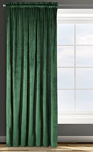 Eurofirany ROSA Vorhang Samt Velvet Kräuselband -1 STK. Weich Edel Gardine 200g/m² Elegant Glatt Einfarbig Flauschig Modern Klassisch Wohnzimmer Schlafzimmer, 140x270 cm, Dunkelgrün von Eurofirany