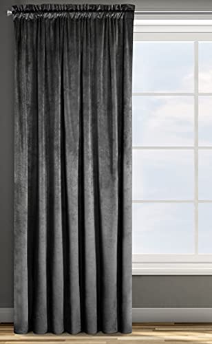 Eurofirany ROSA Vorhang Samt Velvet Kräuselband -1 STK. Weich Edel Gardine 200g/m² Elegant Glatt Einfarbig Flauschig Modern Klassisch Wohnzimmer Schlafzimmer, 140x270 cm, Schwarz von Eurofirany