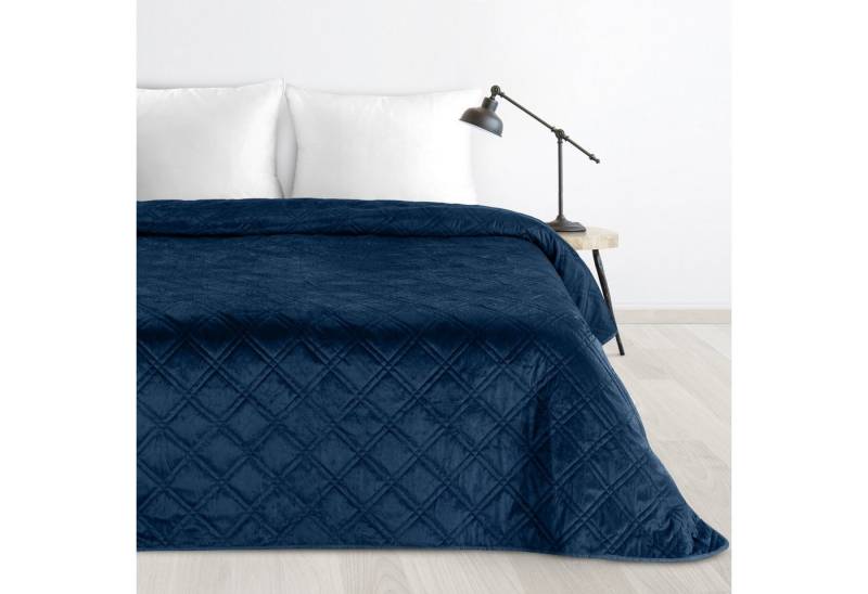 Design91 Tagesdecke Steppdecke LUIZ8 aus Samt Weicher Bett- und Sofaüberwurf, Elegante Bettdecke aus weichem Velours mit Rautenmuster von Design91