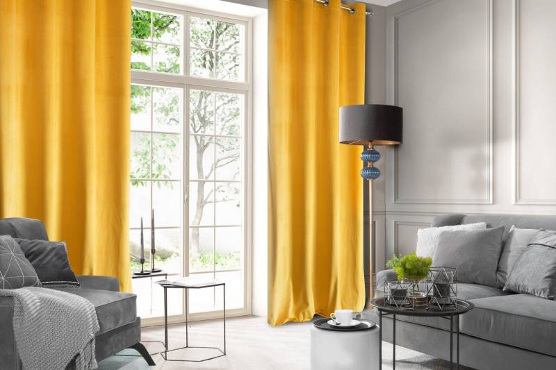 Design91 Vorhang Samtvorhänge Wohnzimmer Schlafzimmer Blickdicht Ösen Velours Velvet, Ösen von Design91