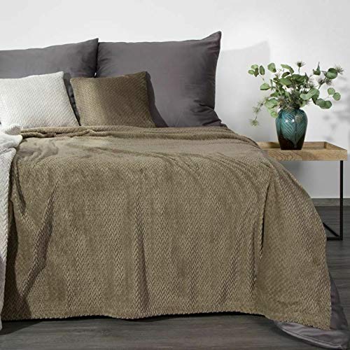 Design91 - Kuscheldecke Cindy3, weiche, Flauschige Decke, Mikrofaser, 70x160, 150x200, 170x210, 220x200 cm (Dunkelbeige, 150 von Design91