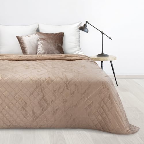 Tagesecke Dekorativer Bettüberwurf Elegante Allzweckdecke Decke aus Mikrofaser Rauch Muster (Beige, 200x220 cm) von Design91