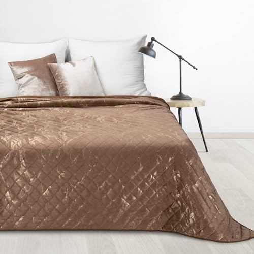 Tagesecke Dekorativer Bettüberwurf Elegante Allzweckdecke Decke aus Mikrofaser Rauch Muster (Dunkelbeige, 170x210 cm) von Design91