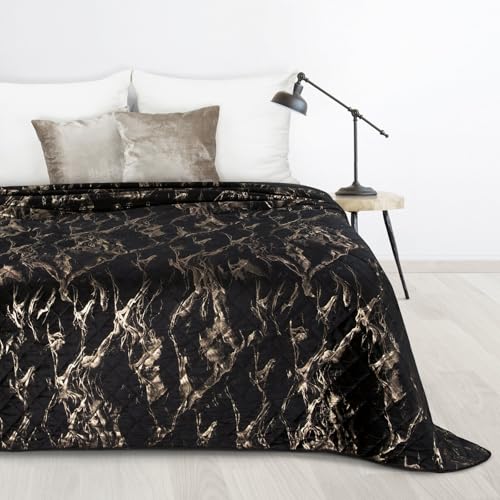 Tagesecke Dekorativer Bettüberwurf Elegante Allzweckdecke Decke aus Mikrofaser Rauch Muster (Schwarz, 170x210 cm) von Design91