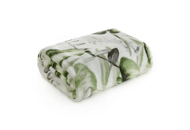 Wohndecke Fleecedecke 150x200 cm, Decke mit geometrischem, botanischem Muster, Design91, Gemusterte Kniedecke, weicher Plaid und einfache Picknickdecke von Design91