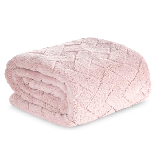 Warme Decke, Kuscheldecke, Caro, mit Karomuster Steppung, weiche, Flauschige Wohndecke, Steppdecke, MIKROFASER (Rosa, 200x220 cm) von Design91