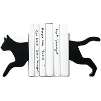 Die Bücherstützen -Katze - Buchstützen Aus Holz Mit Metallständer von DesignAtelierArticle