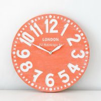 Faux Vintage Uhr - London Korallen Aus Birke Gemacht Und Hand Bemalt von DesignAtelierArticle
