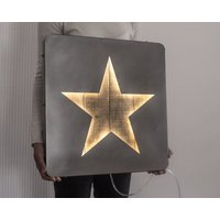 Led-Lichtwand Star - Palette Und Metall Industriellen Stil Handgemachte Flache Lichtstrom Weltweit Kompatibel Led-Lichtwand Star - Palette Und Metall Industriellen Stil Handgemachte Flache Lichtstrom Weltweit Kompatibel von DesignAtelierArticle