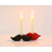 Leuchter -Lippen Und Schnurrbart - Aus Dem Altholz Versand Kostenfrei von DesignAtelierArticle