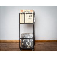 Lp-Speicher Doppeldeck Album Kiste // Record Auf Rotierenden Rädern Container Hält Über 160 Lp Datensätze Lp-Speicher Doppeldeck Album Kiste // Record Auf Rotierenden Rädern Container Hält Über 160 Lp Datensätze von DesignAtelierArticle