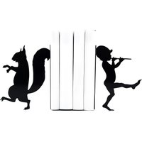 Märchenhafte Metall-Buchstützen - Flötenspielender Elf & Eichhörnchen Regaldeko in Schwarz, Rosa Oder Gold Märchenhafte Metall-Buchstützen - Flötenspielender Elf & Eichhörnchen Regaldeko in Schwarz, Rosa Oder Gold von DesignAtelierArticle