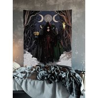 Hekate Feiertags Wandteppich - Dreifache Göttin Original Kunst Wicca Gothic Art von DesignBohemian